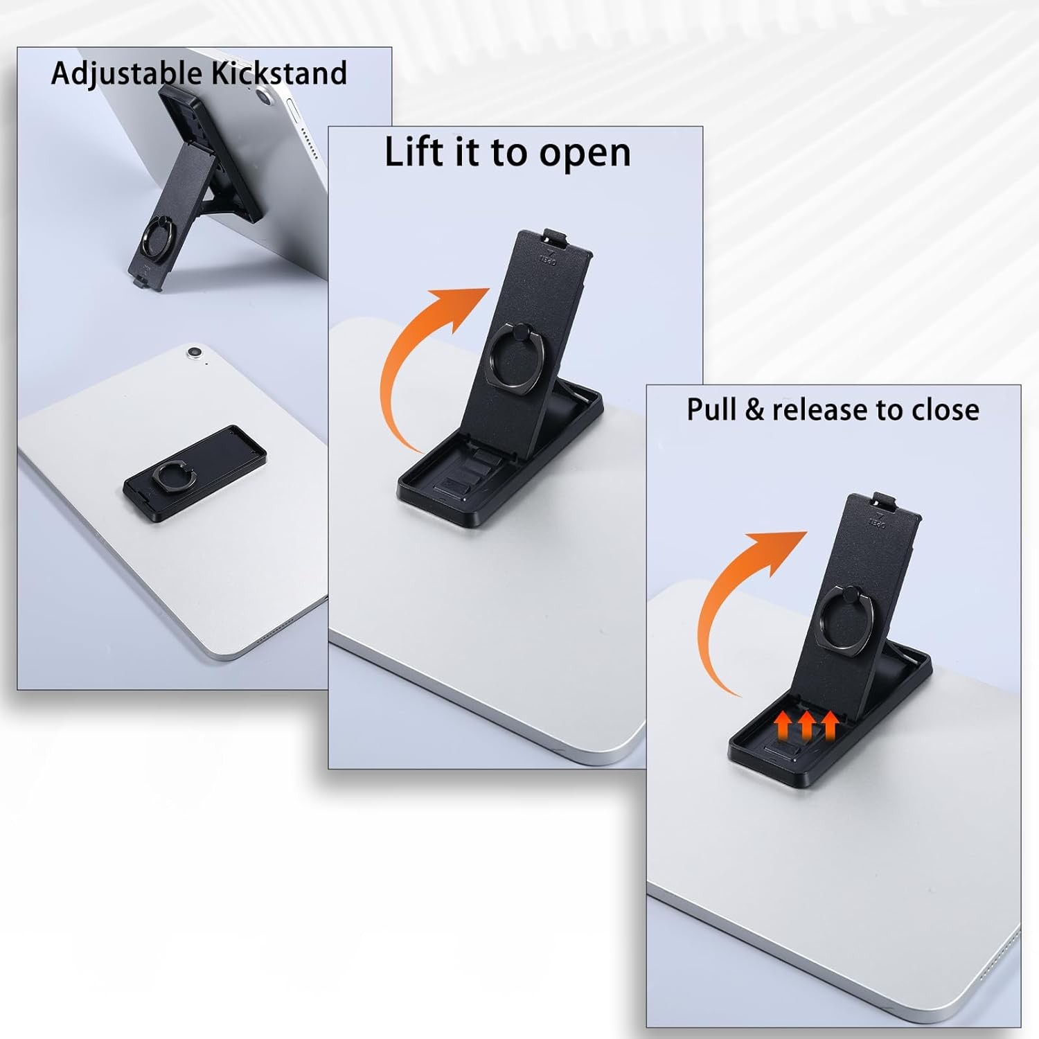 Universal Tablet Stand Adjustable Ring Holder Black Tablet Kickstand Adhesive
