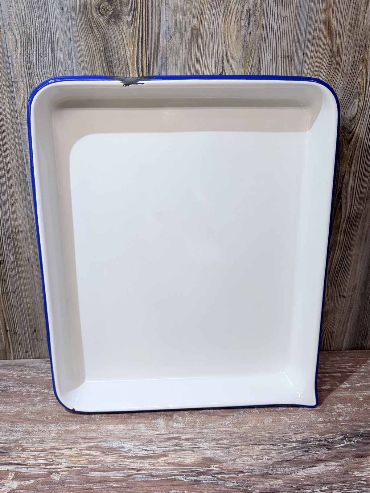 Vintage 24'' x 20'' Blue White Enamel Darkroom Photo Tray Spout Giant Size
