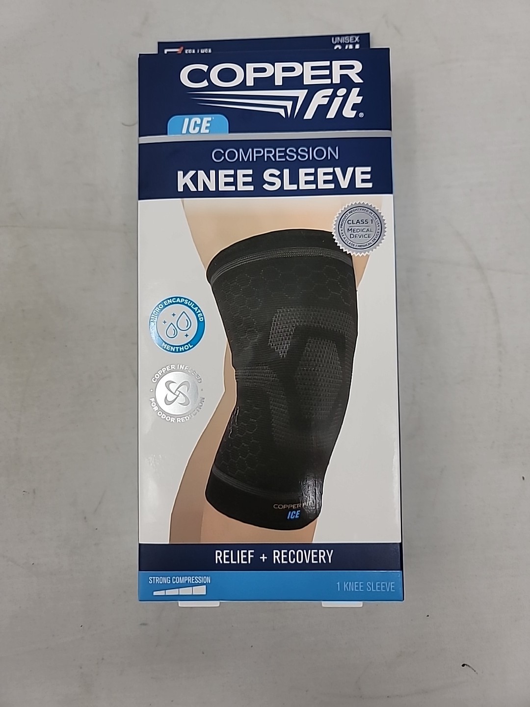 Copper Fit Ice Knee Compression Sleeve Infused Menthol S/M 12”-16” (Black )
