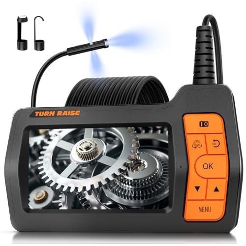 Triple Lens Drain Inspection Camera 1080P HD, 5" Split Screen Borescope, 16.5FT