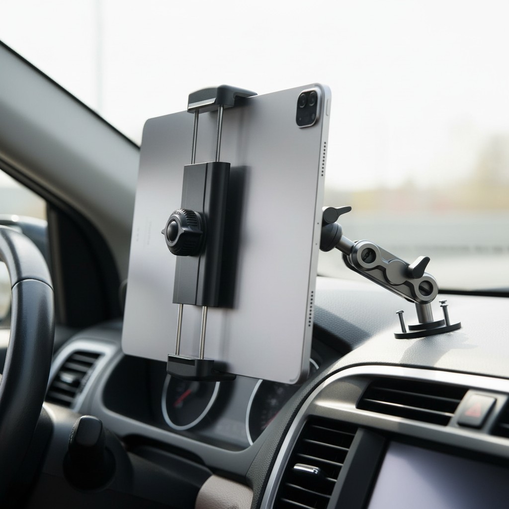 Heavy Duty Aluminum 360° Tablet Holder for Cars, Trucks, and Boats - Adjustable