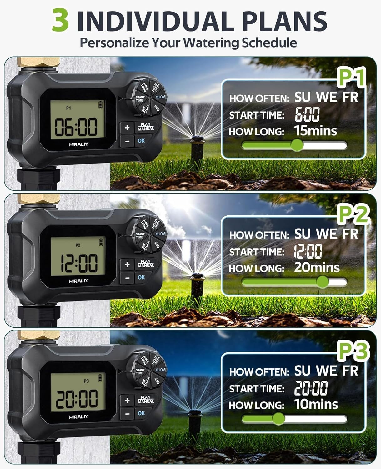 Water Timer for Garden Hose Programmable Outdoor Irrigation System Black
