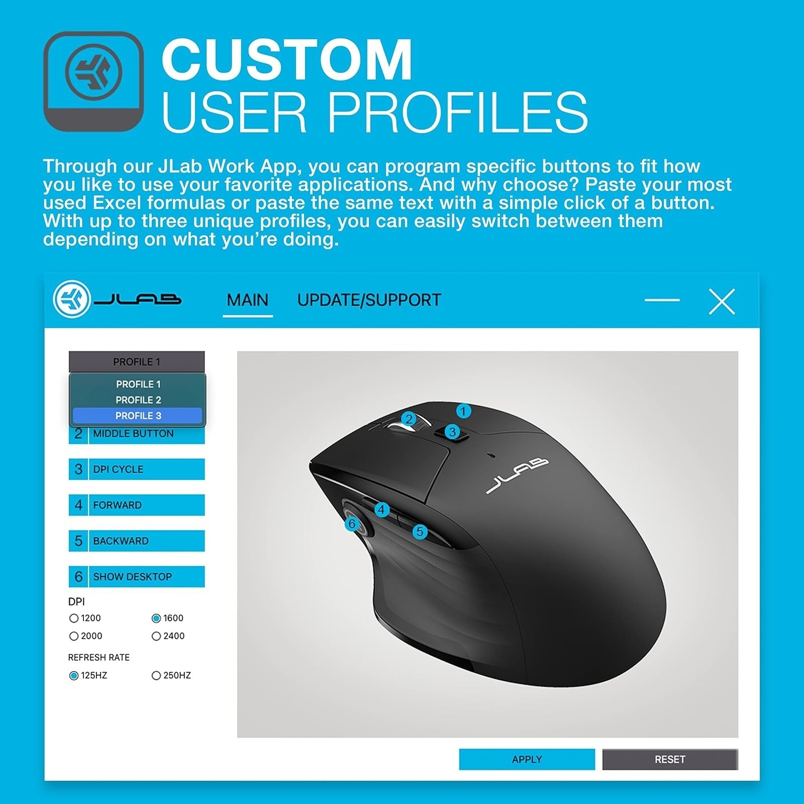 JLab JBuds Wireless Mouse Bluetooth USB Dongle Multi-Device Silent Click