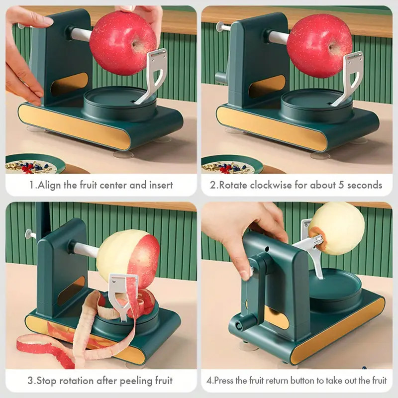 Hand Cranked Apple Peeler Slicer Kit Fruit Cutter Processing Machine Tool Green