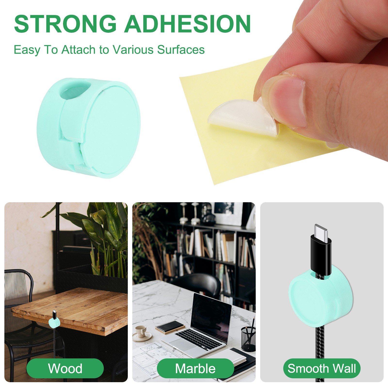 Cable Organizer Holder, 3 Pcs Magnetic Spring Desk Cable Management, Blue