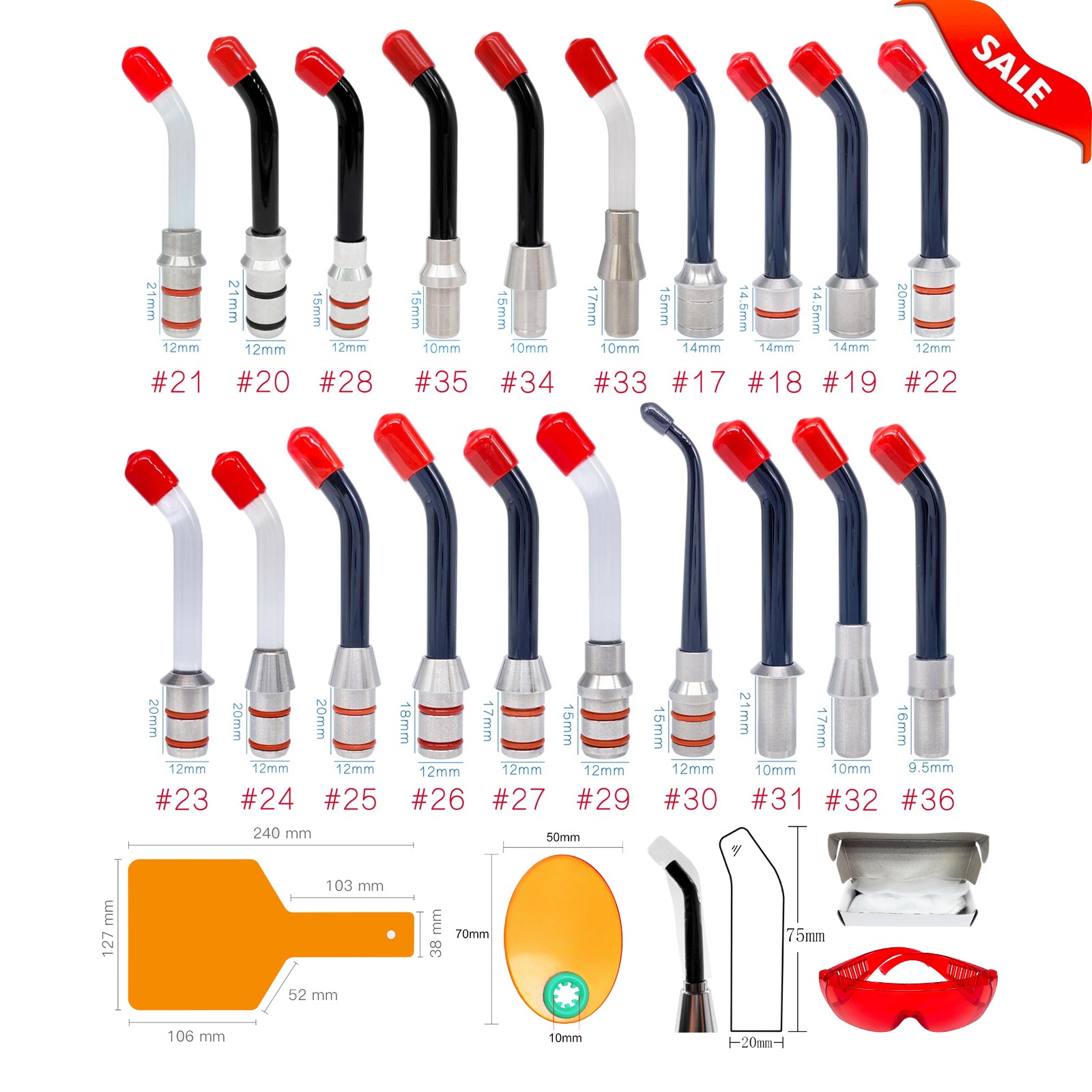 20 Models Dental Universal LED Lamp Curing Light Optical Fiber Guide Rod Tips
