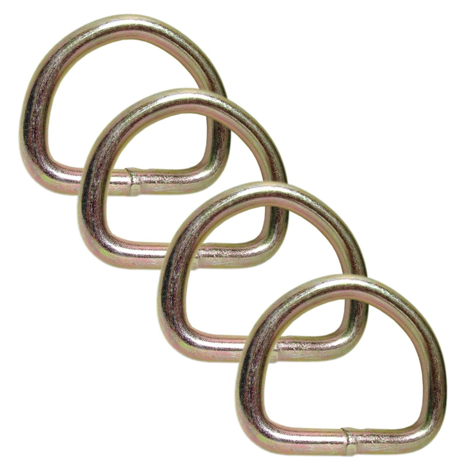2" Tie Down D-Ring Yellow Zinc 3,335 lbs WLL Lasso Tow (4 Pack) Premium HD