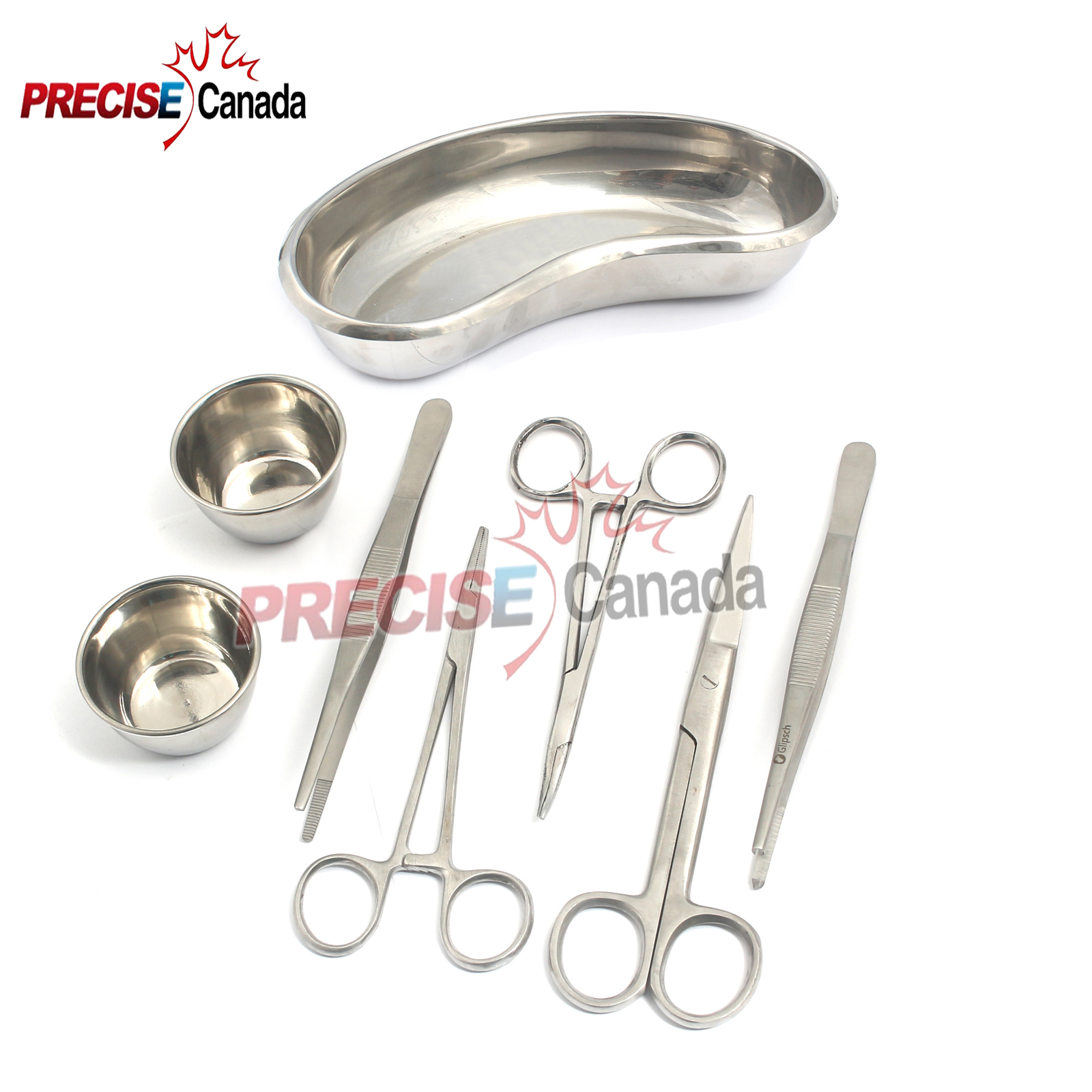 8 Pcs Surgical Instruments Kidney Tray, Scissors, Lodine Cup Set DS-653