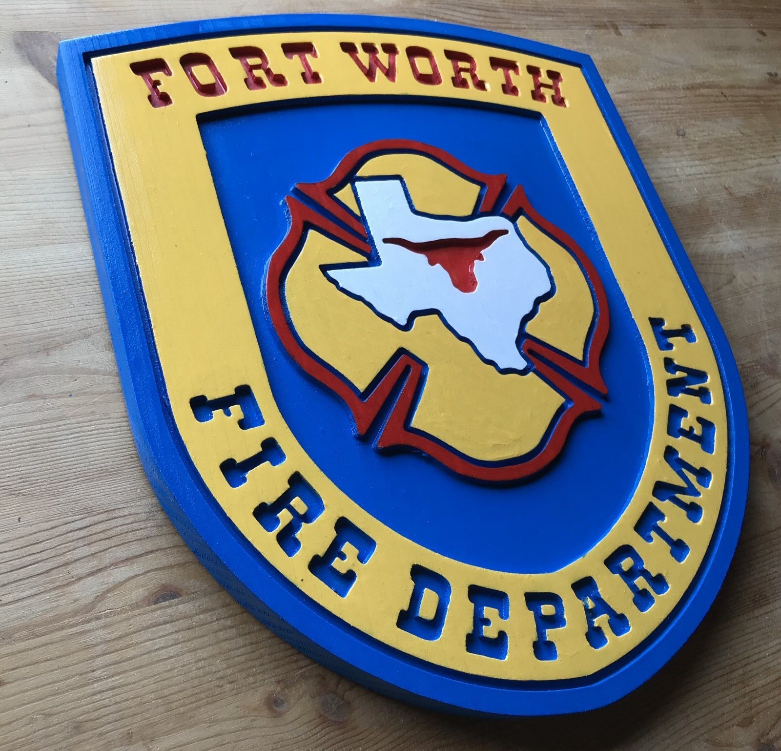 Fire Department Fort Worth 3D routed wood patch plaque sign Custom