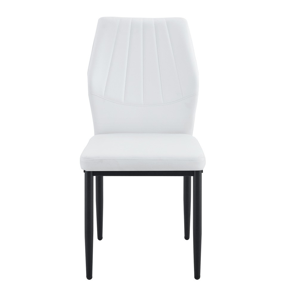 Set of 4 Dining Chairs - Ergonomic PU Leather Backrest, Black & White, 37'' High