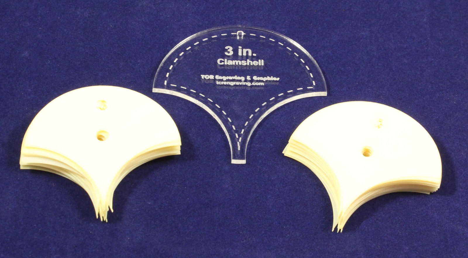 Mylar 3" Clamshell  51 Piece Set  - Quilting / Sewing Templates -