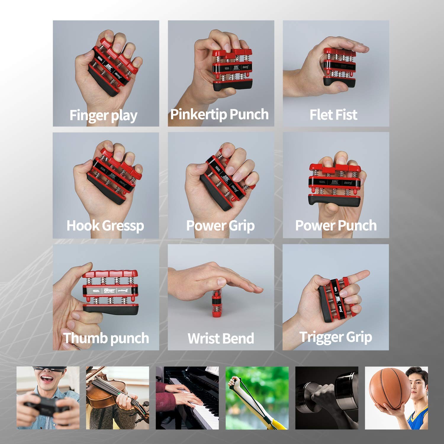 Grip Exerciser, Hand Exerciser, Finger Exerciser. Red 7lb per Spring