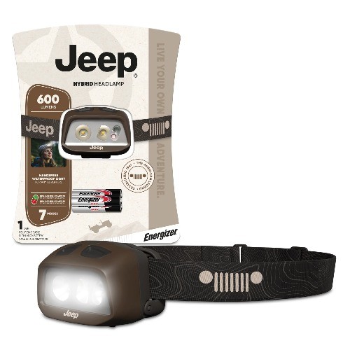Jeep Rechargeable LED Headlamp,  600 Lumens, Hybrid Design, Lightweight