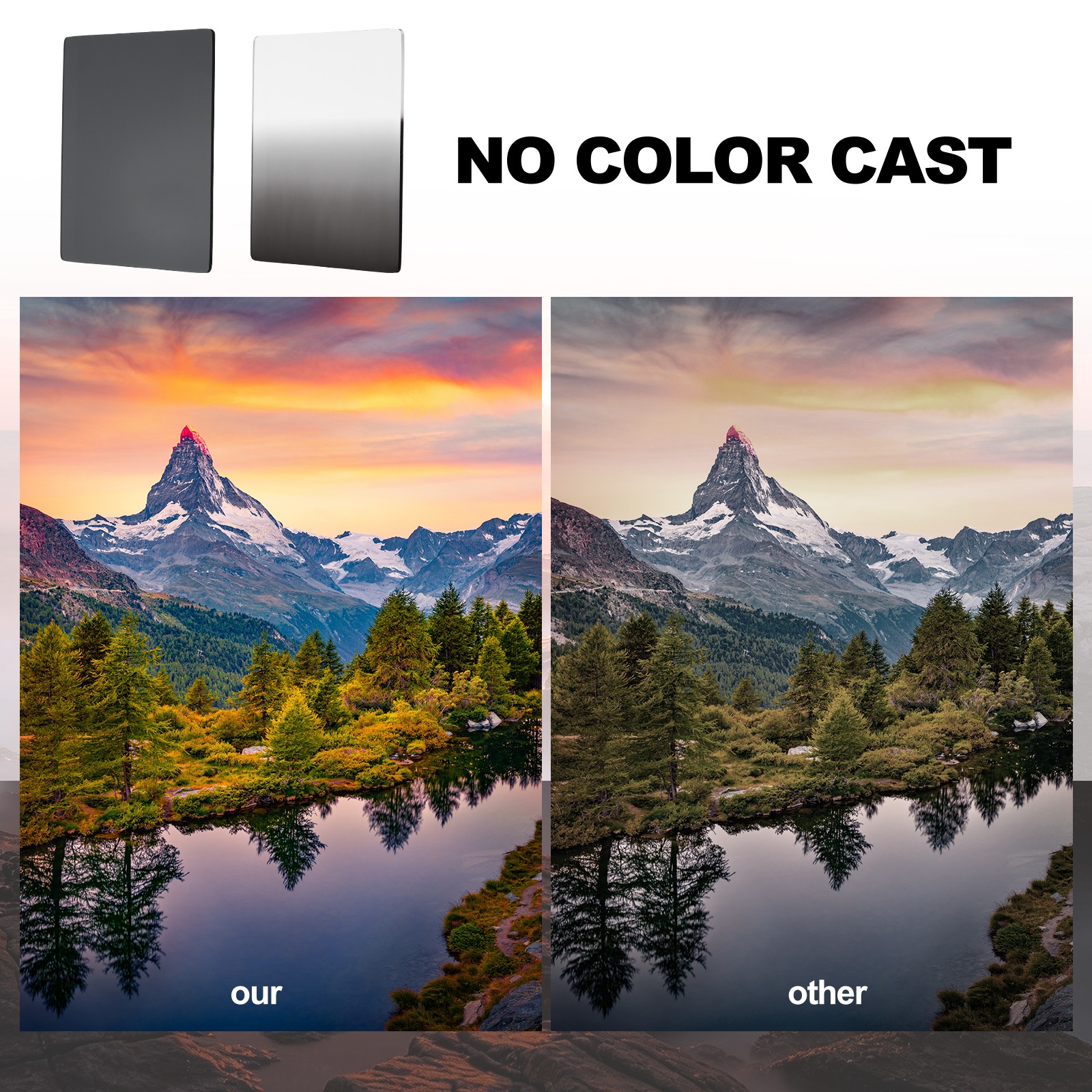 2Pcs ND8 Reverse GND Filter Graduated Neutral Density Lens Filter, Gray