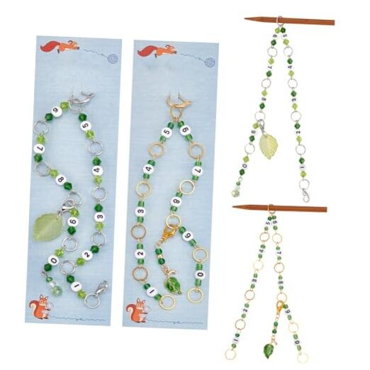 2 Pcs Leaf Charms Knitting Row Counter Chains, 2 Pcs Leaf Stitch Markers