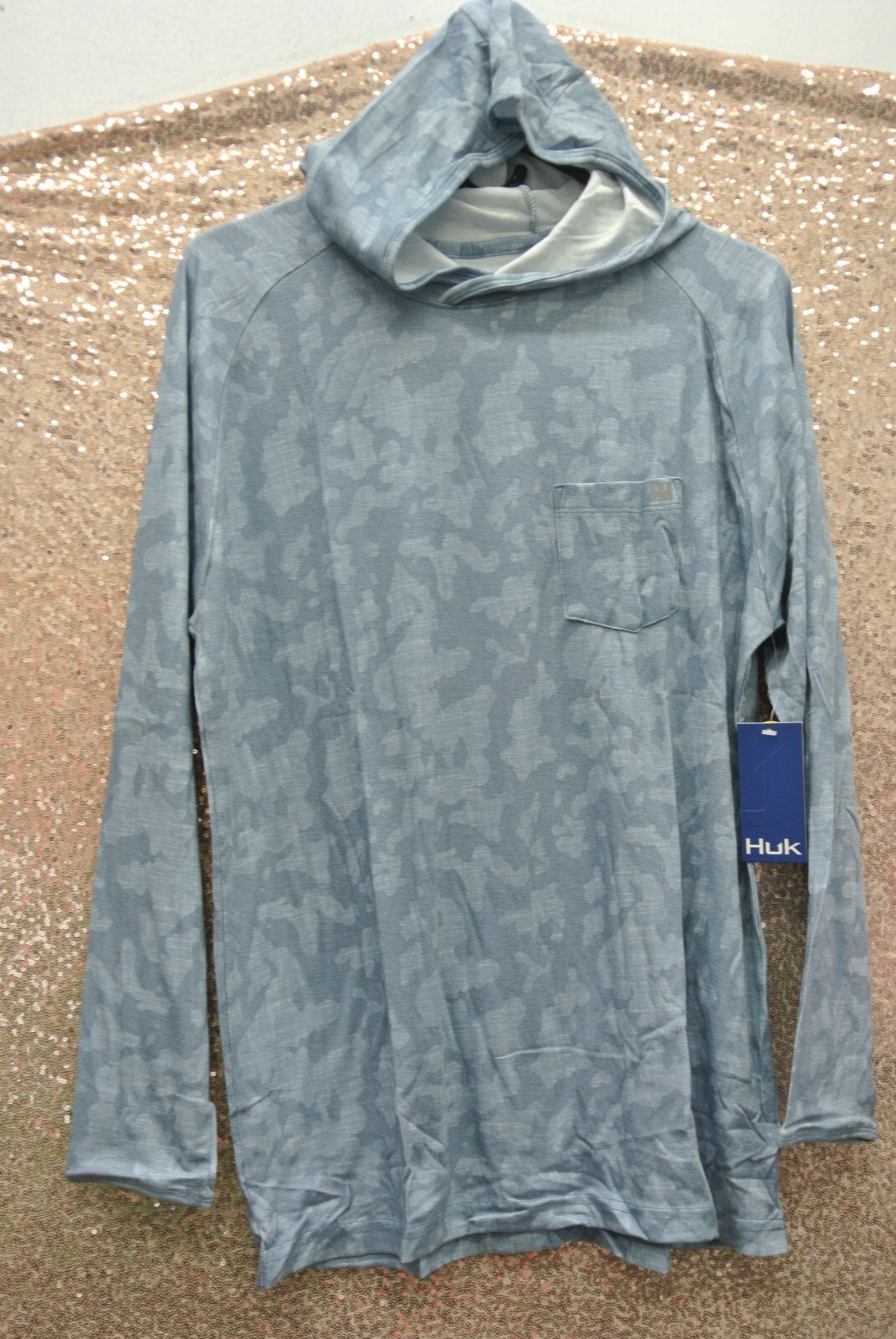 HUK Waypoint Running Lakes Fishing Hoodie 428 Blue (H1200445) Men's SZ: Small