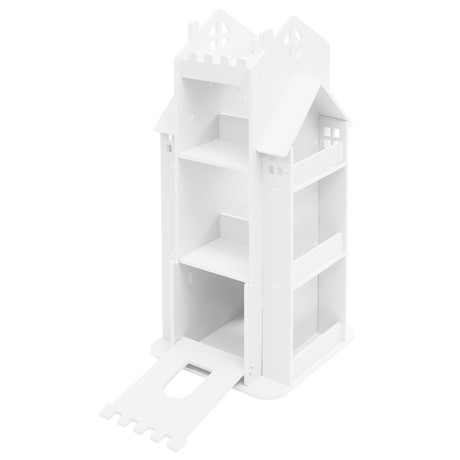 White Rotating Bookcase Kids Room Bookshelf Study Room Storage Display Shelf