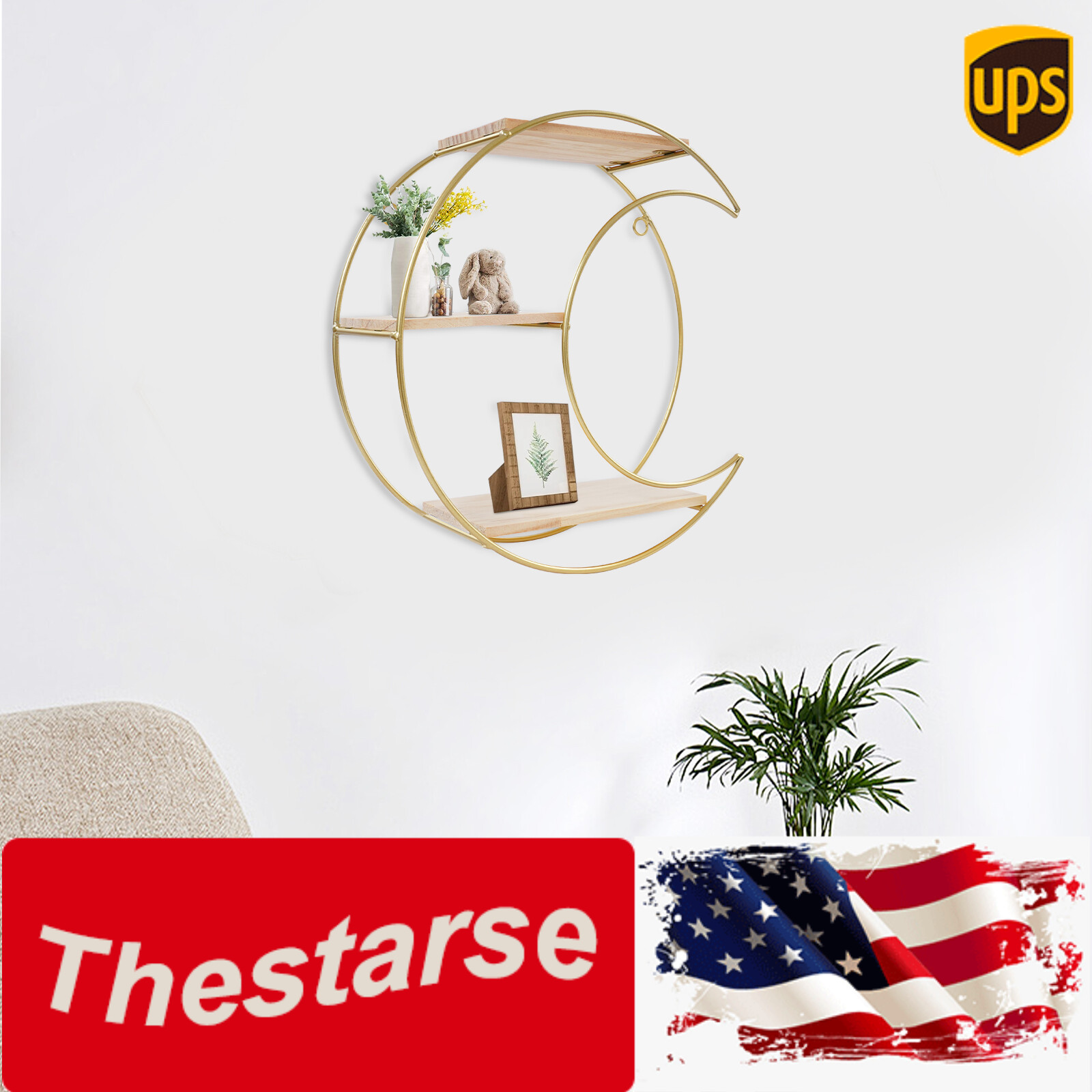 3-tier Round+ Moon Storage Display Rack Storage Display Rack Wall Mounted Shelf
