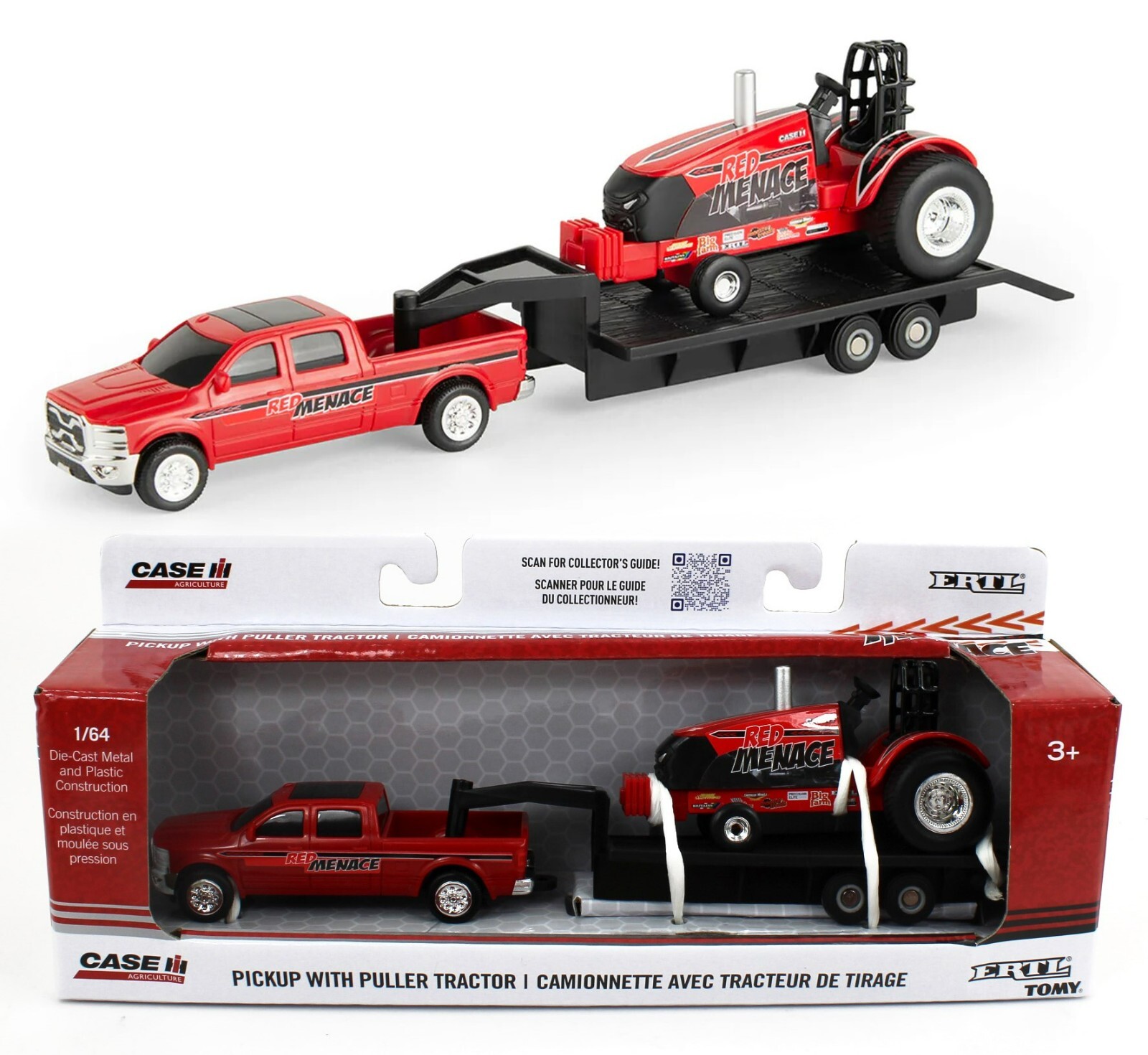 2024 ERTL 1:64 CASE IH *RED MENACE PULLER* Pulling Tractor Set w/TRUCK *NIB*