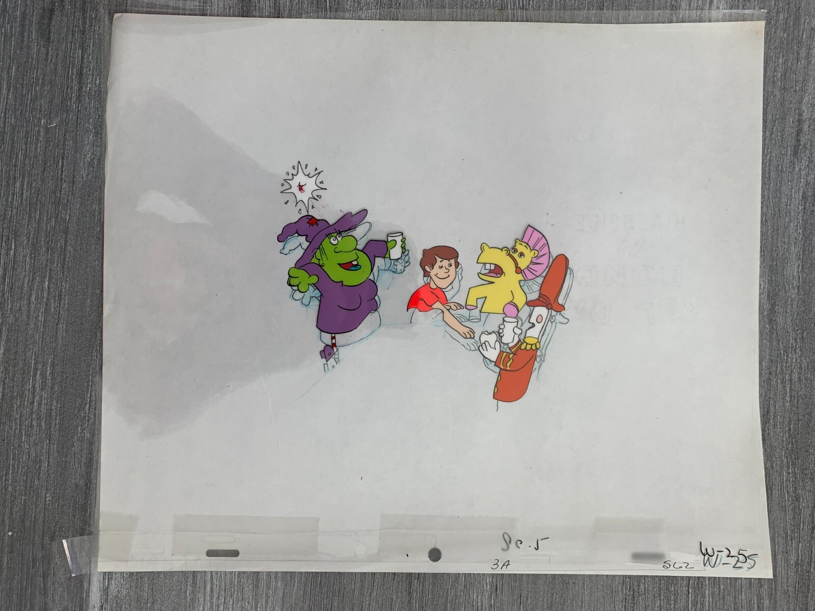 1970s? GENO'S WONDERLAND 12.5x10.5" Animation Cell SC5 W-25 Witch w/ Whole Gang