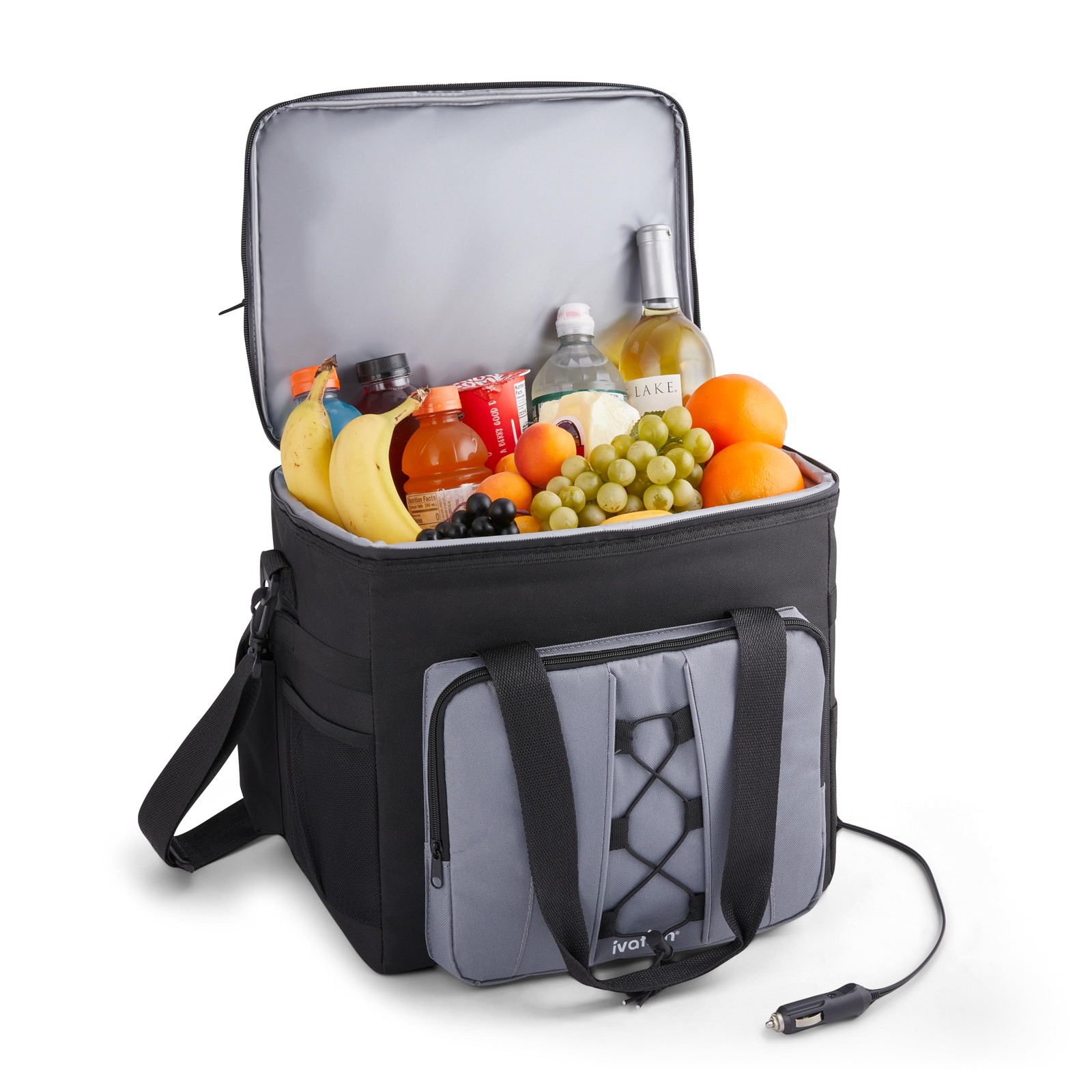Ivation Portable Electric Cooler Bag | 18L Soft Sided Thermoelectric Grey