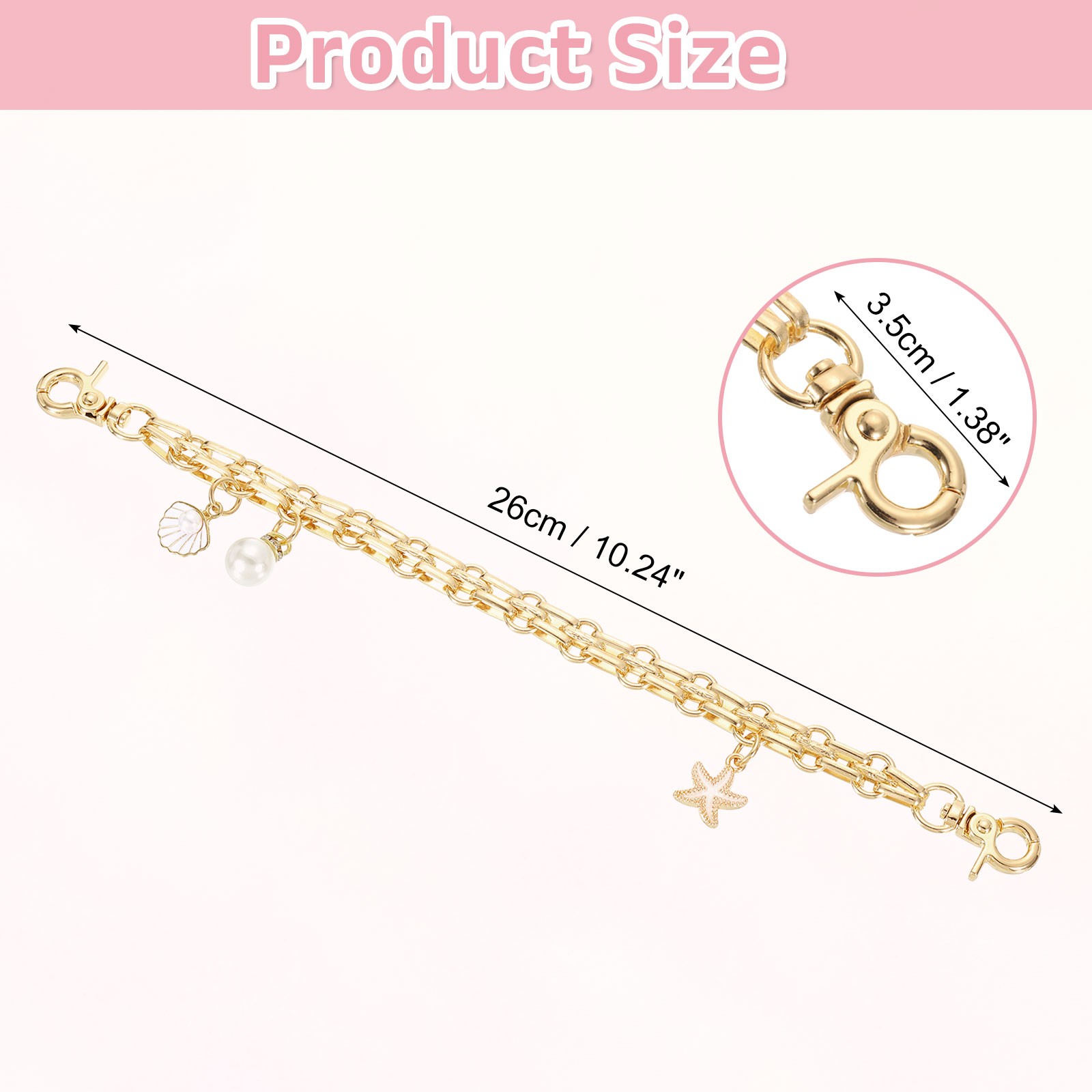1Pcs 10" Shell Pearl Combination Pendant Handbag Chain Strap, White
