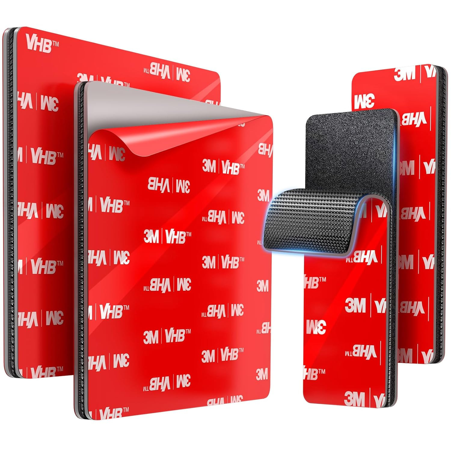 Heavy-Duty Hook and Loop Strips Adhesive: 4 Sets(2 Square 3.15'' & 2 Rectangle 3