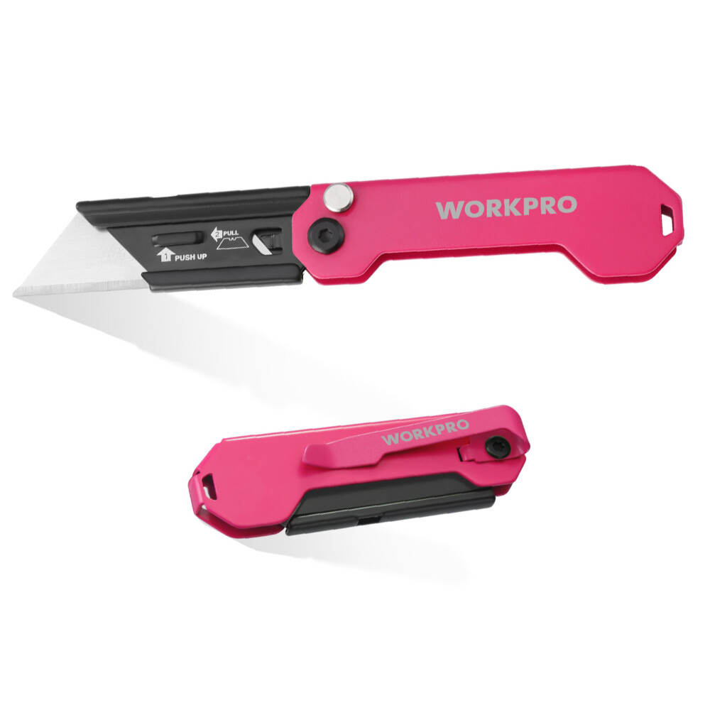 WORKPRO Folding Utility Knife Quick Change Blade Razor Knife Mini Box Cutter NEW