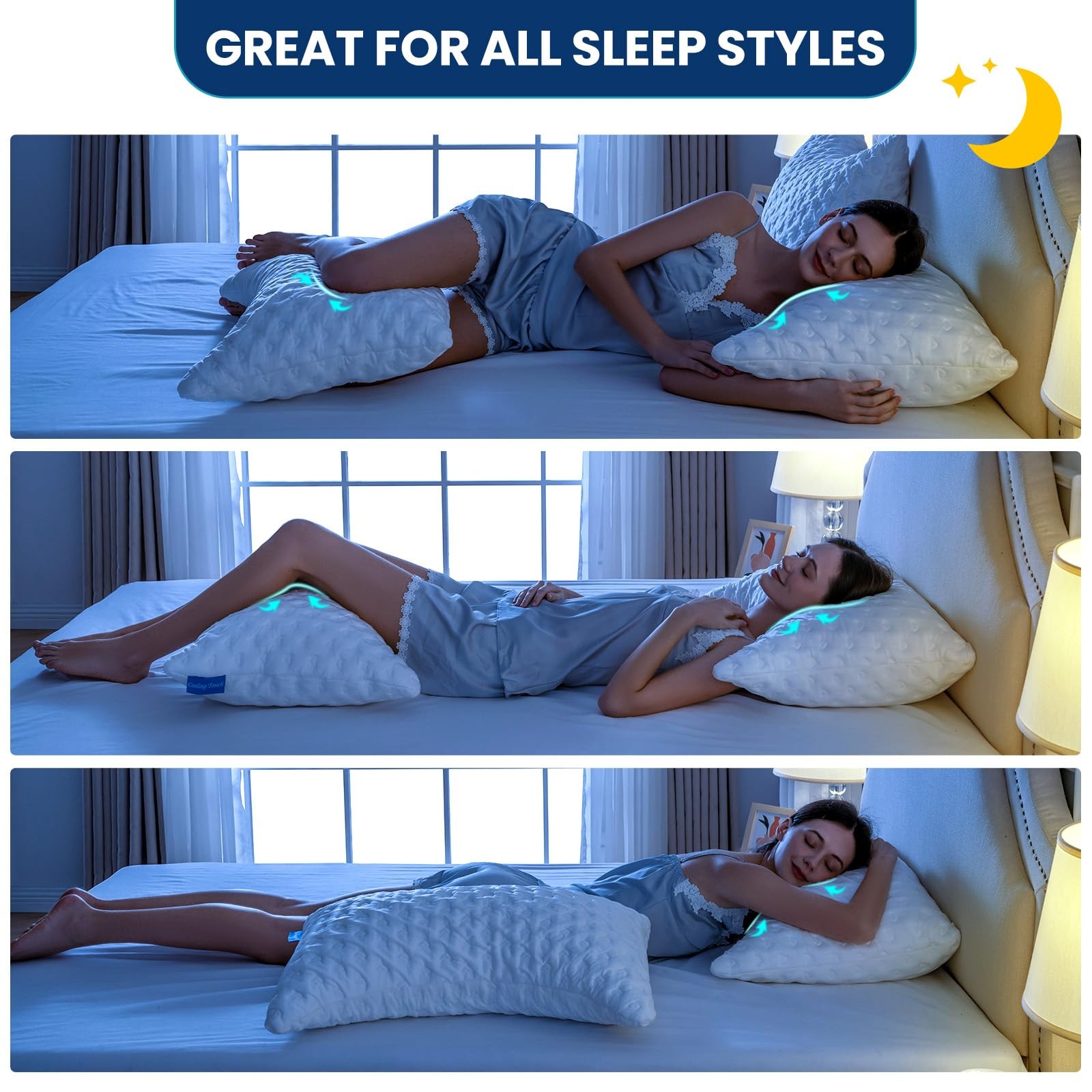 btasleeep Side Sleeper Pillows for Neck & Shoulder Queen Size - 1 Pack, White
