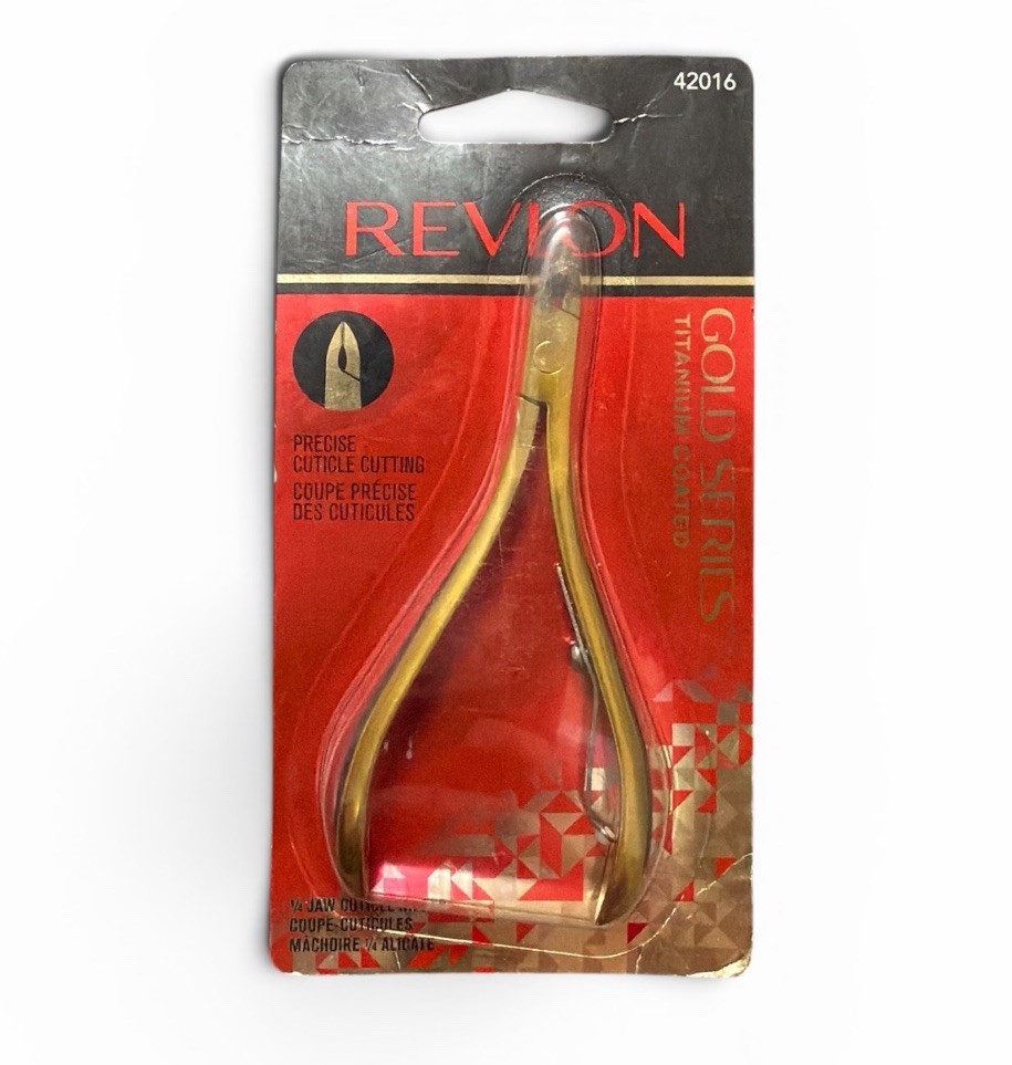 Revlon Gold Series Nail Cuticle Clipper 1/4 Jaw Titanium Coated #42016 NEW