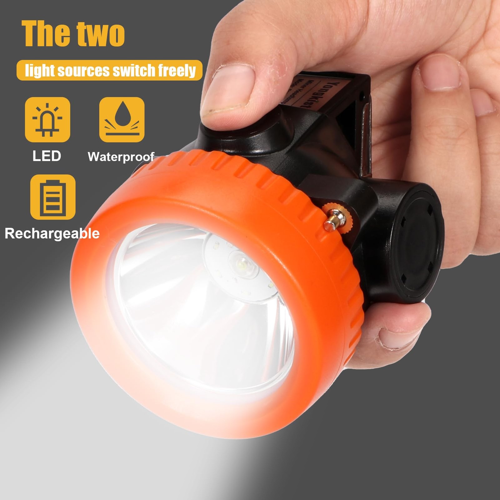 Yongkist Rechargeable Mining Headlamp with 7 LEDs, Explosion-Proof Cap Light ...