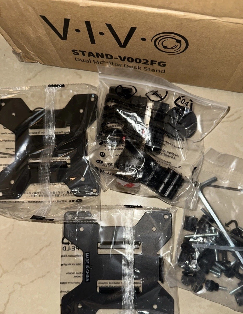 VIVO Dual Monitor Mount w/ Glass Base Stand for 2 Computer Screens up to 30"