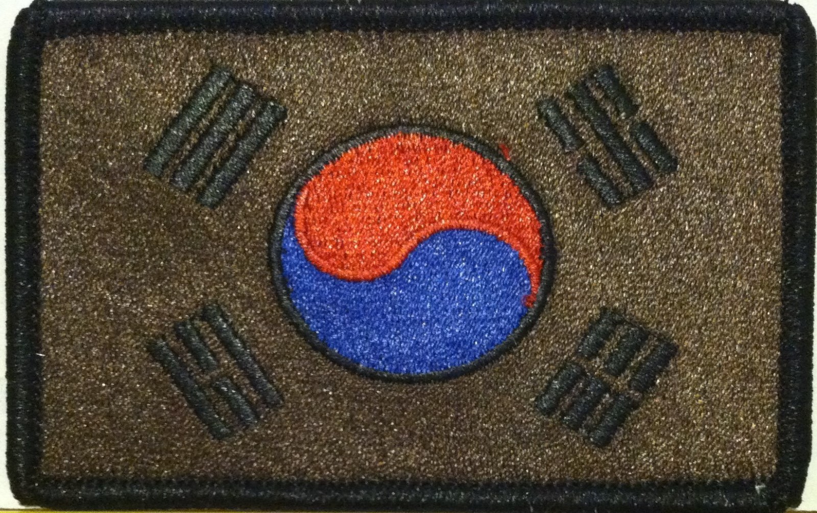 SOUTH KOREA Flag Tactical Patch With Hook & Loop Fastener Brown & Black Colors