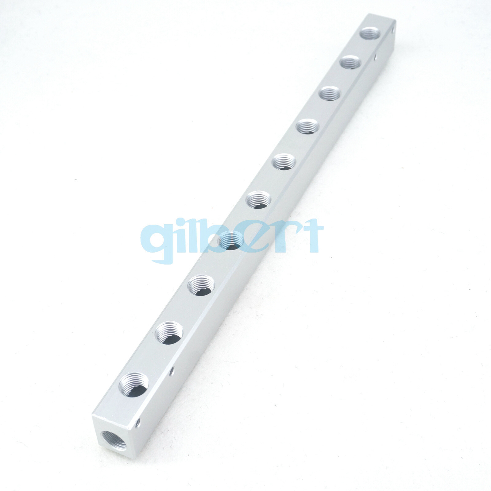 G1/4" BSPP 10 Way 12 Port Solid Aluminum Pneumatic Air Manifold Block Splitter