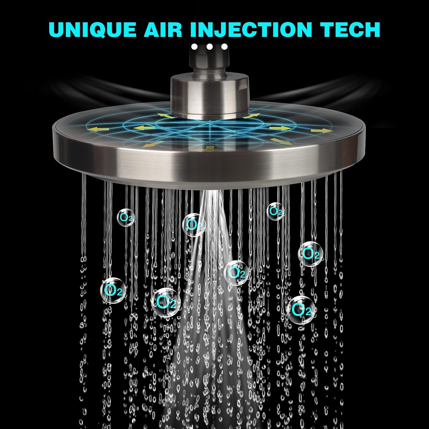 High Flow Shower Head - High Pressure Rain - 7 Inch Rainfall Spray Showerhead -