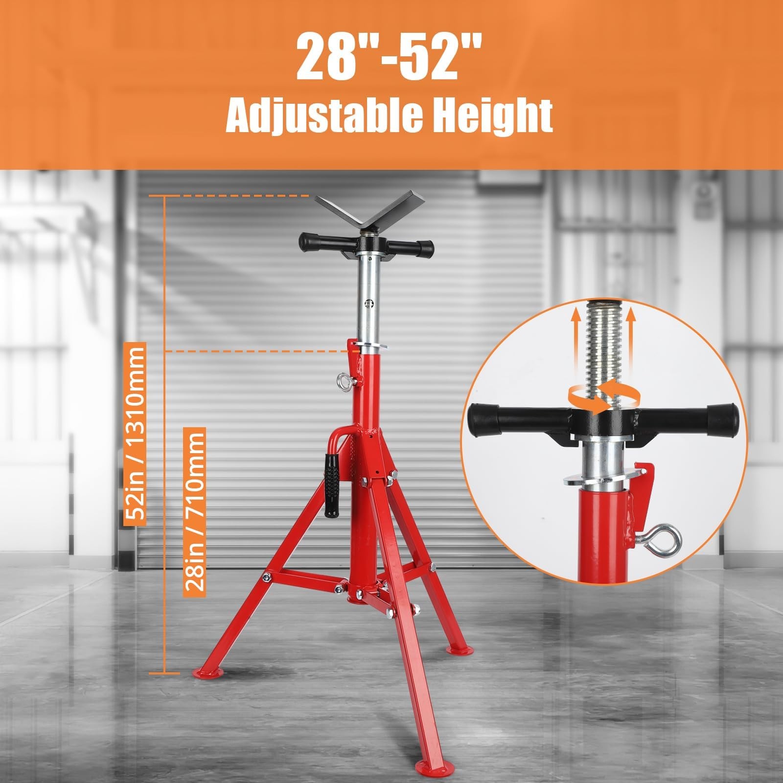 ✨V-Head Pipe Stand 28"-52" Height Pipe Jack Stand 2500Lb Capacity Heavy-Duty