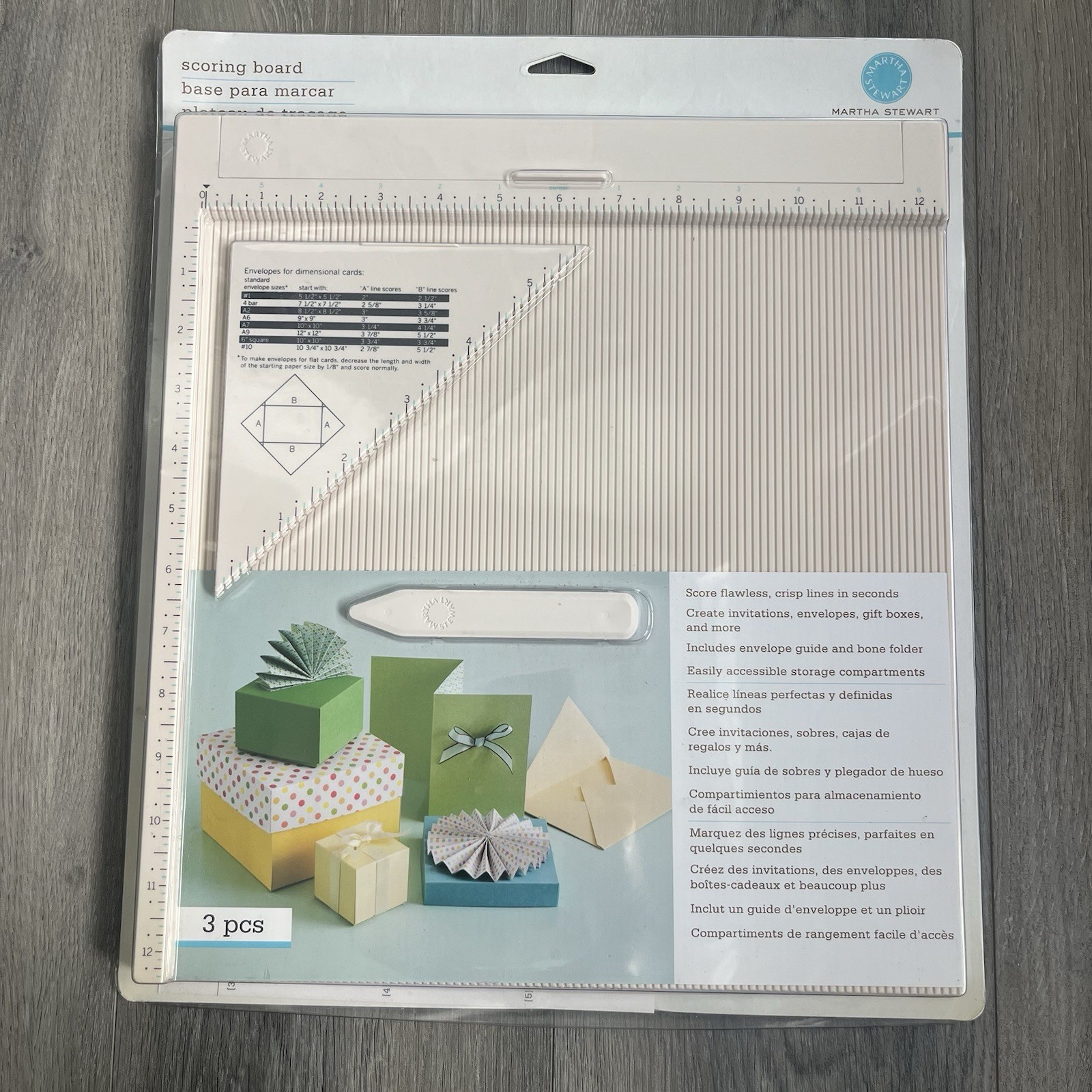 Martha Stewart Crafts Scoring Board 3 Piece For Envelopes Cards New