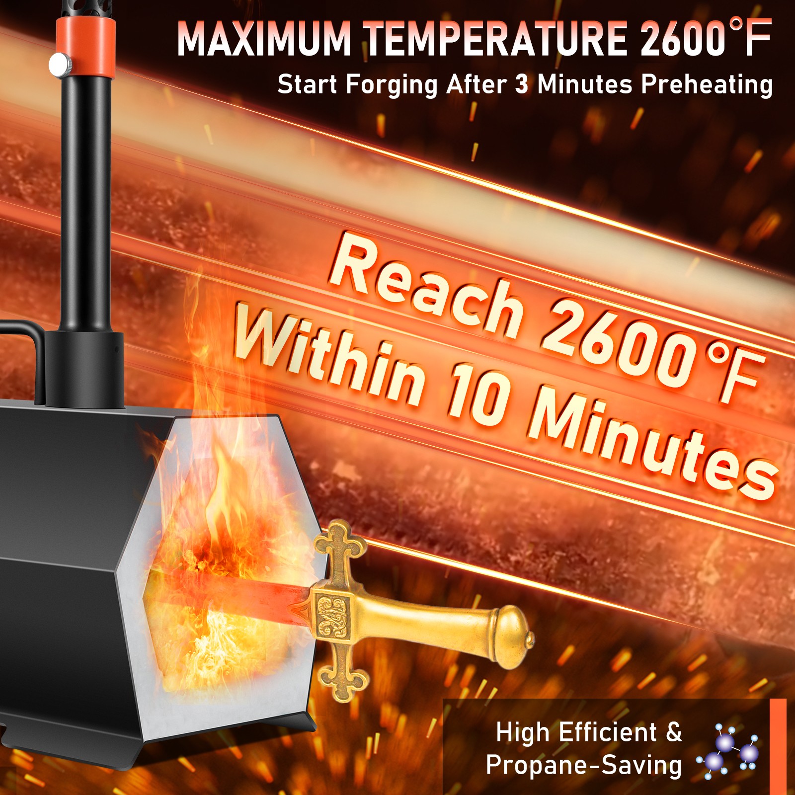 Propane Forge Portable, Double Burner Tool and Knife Making, Large Capacity