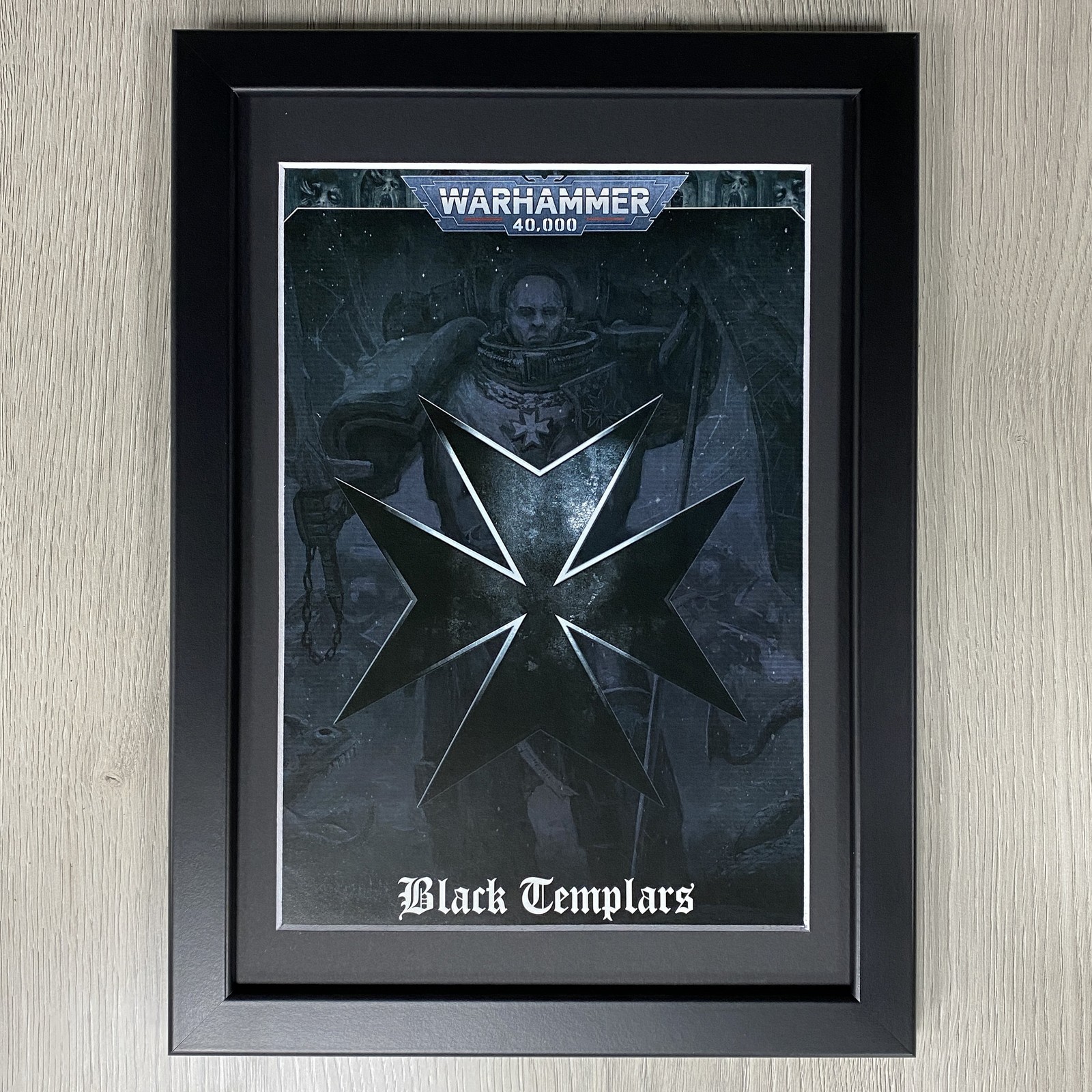 BLACK TEMPLARS FRAMED ART. SPACE MARINES, ADEPTUS ASTARTES, WARHAMMER 40,000 40K