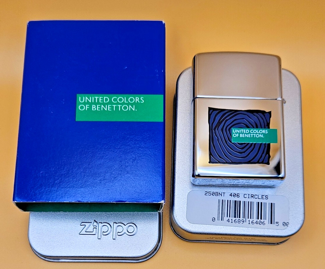 Zippo Lighter 1997 United Colors of Benetton: Circles, 2-Sides New in Tin/Sleeve