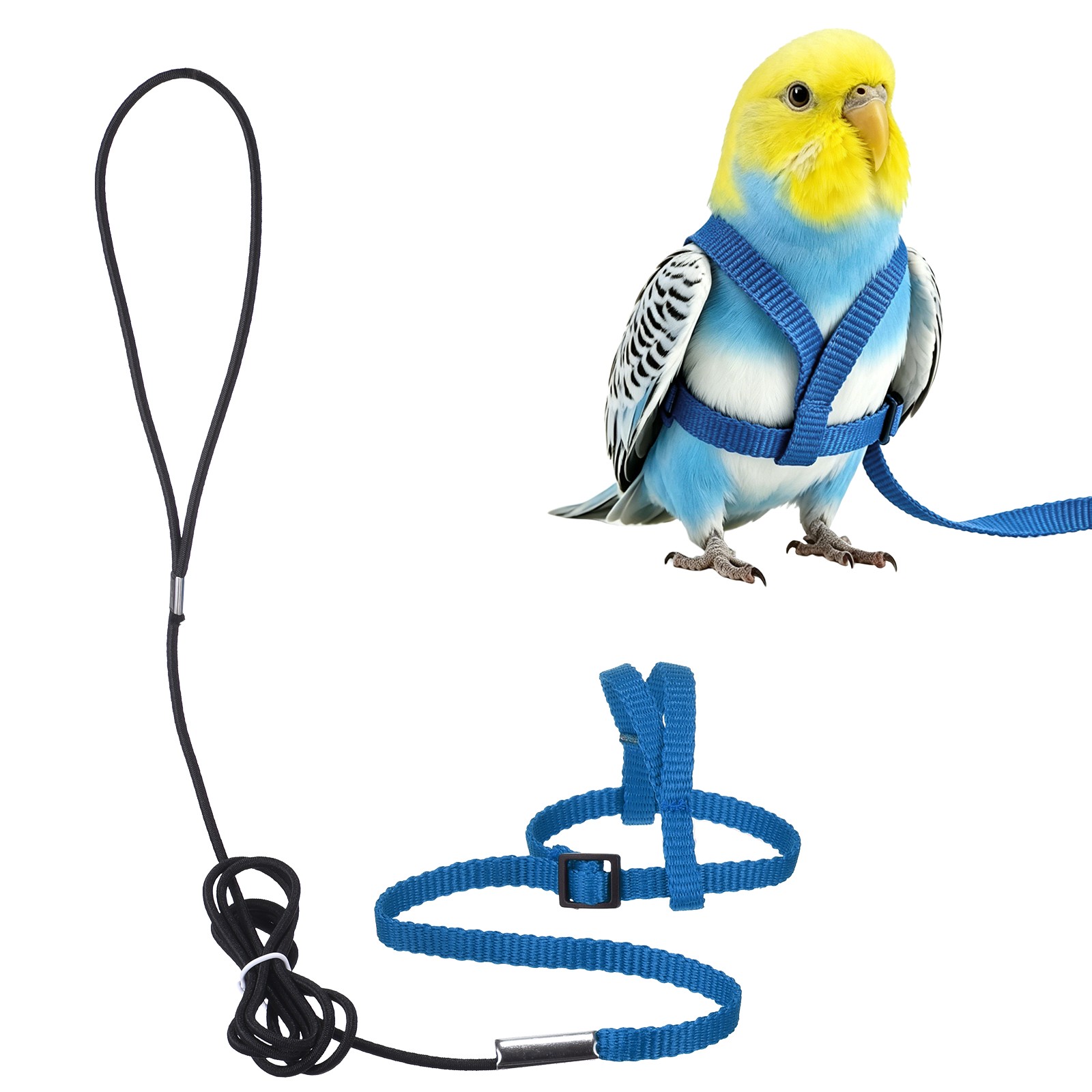 Adjustable Bird Harness Parrot Leash, S Size Nylon Bird Harness, Dark Blue