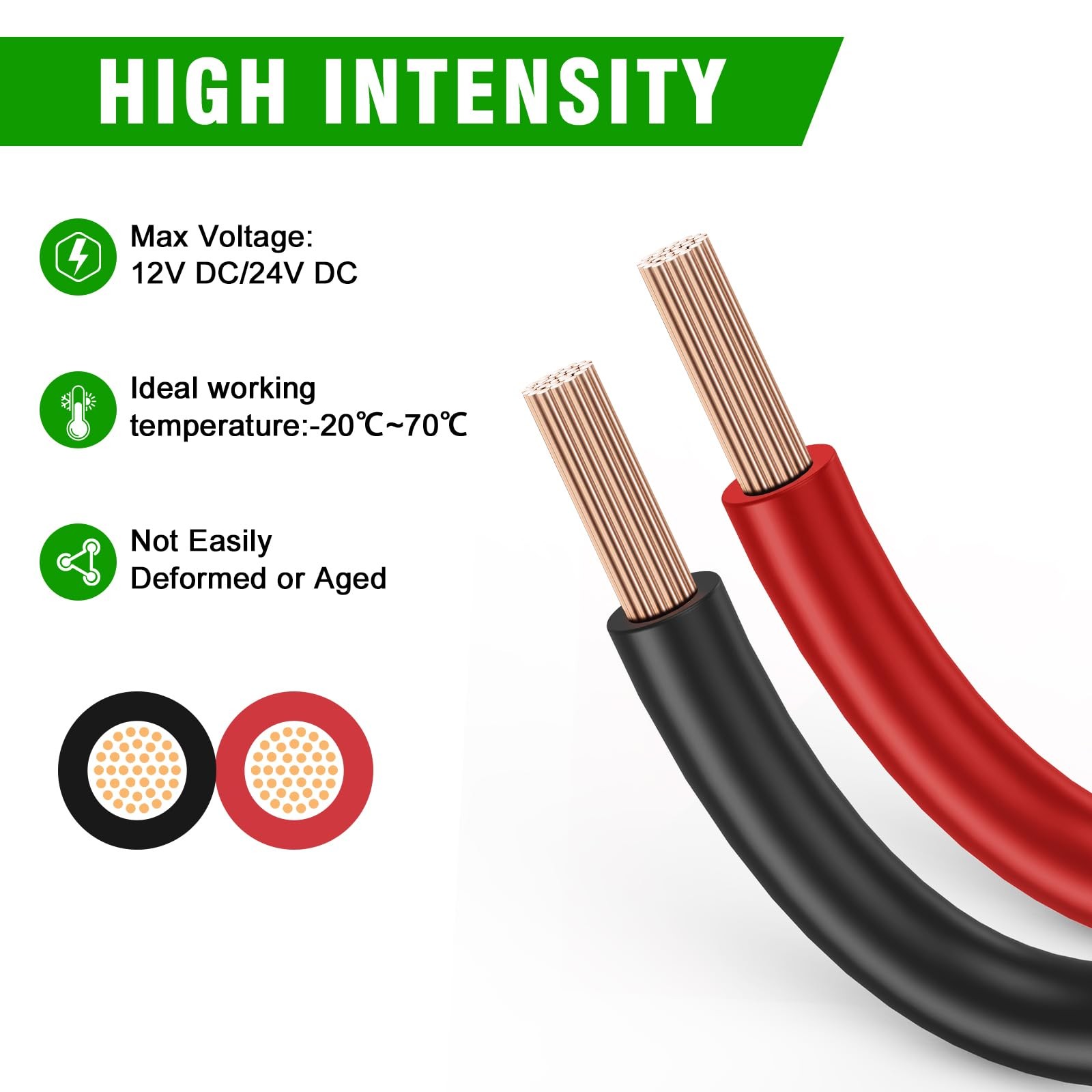 GOSDENG 18 Gauge Wire 100FT, 2 Conductors Electrical Red 18AWG-2C
