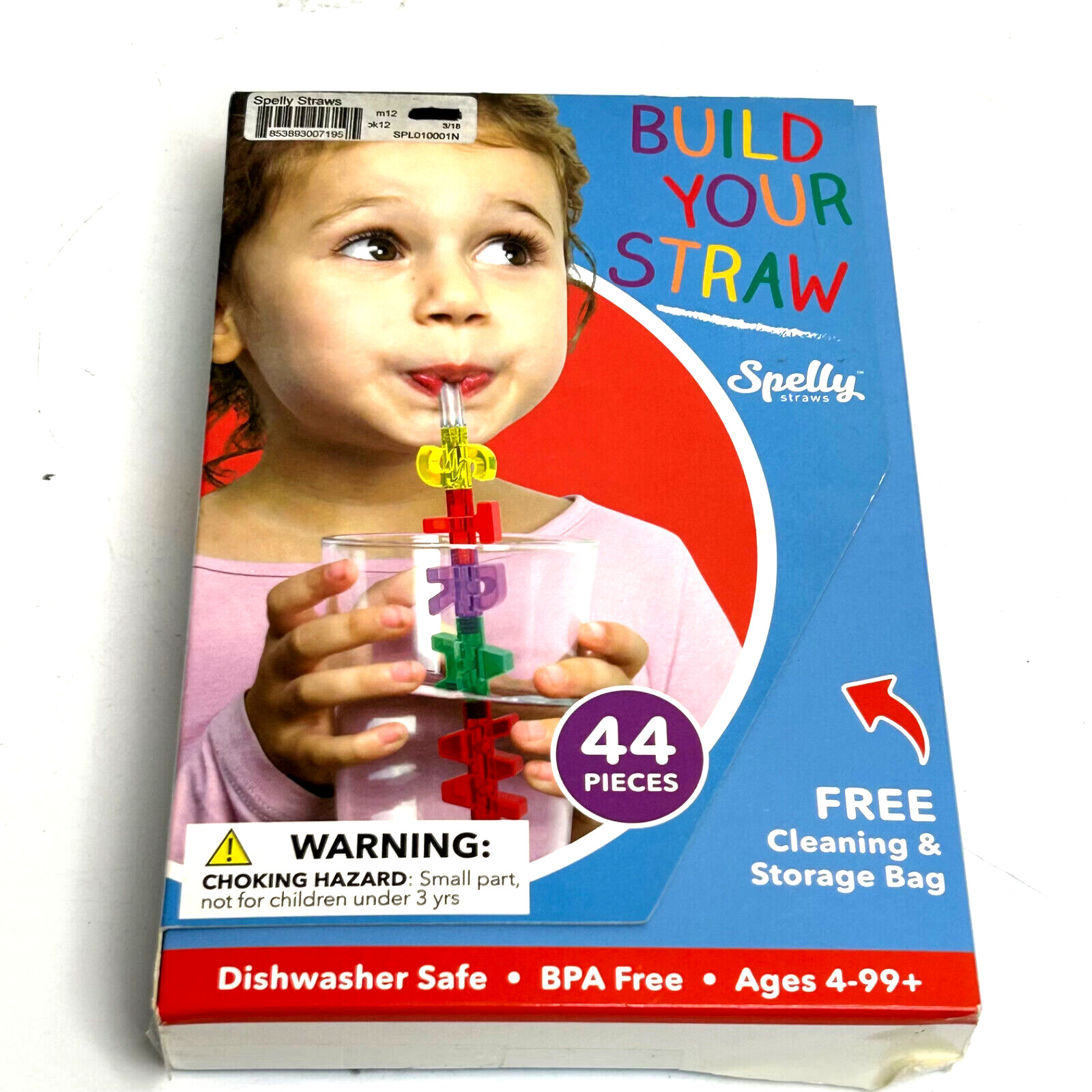 Spelly Build Your Personalized Straws for Kids 44 Pcs + Cleaning Bag BPA Free