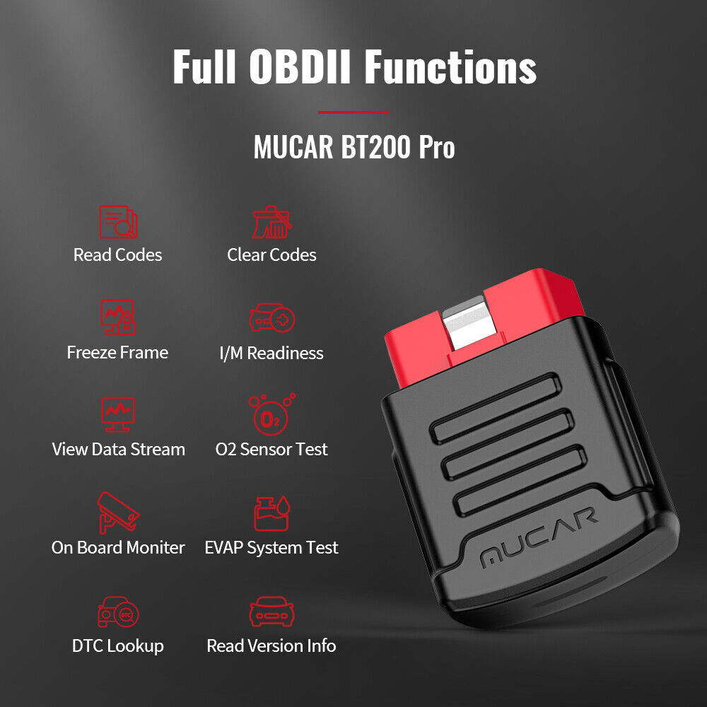 MUCAR BT200 Pro All System Bluetooth OBD2 Scanner Auto Diagnostic Tool 15 Resets