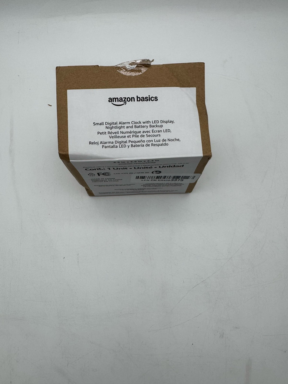 Amazon Basics Digital Alarm Clock LED Display Nightlight Battery Backup Black
