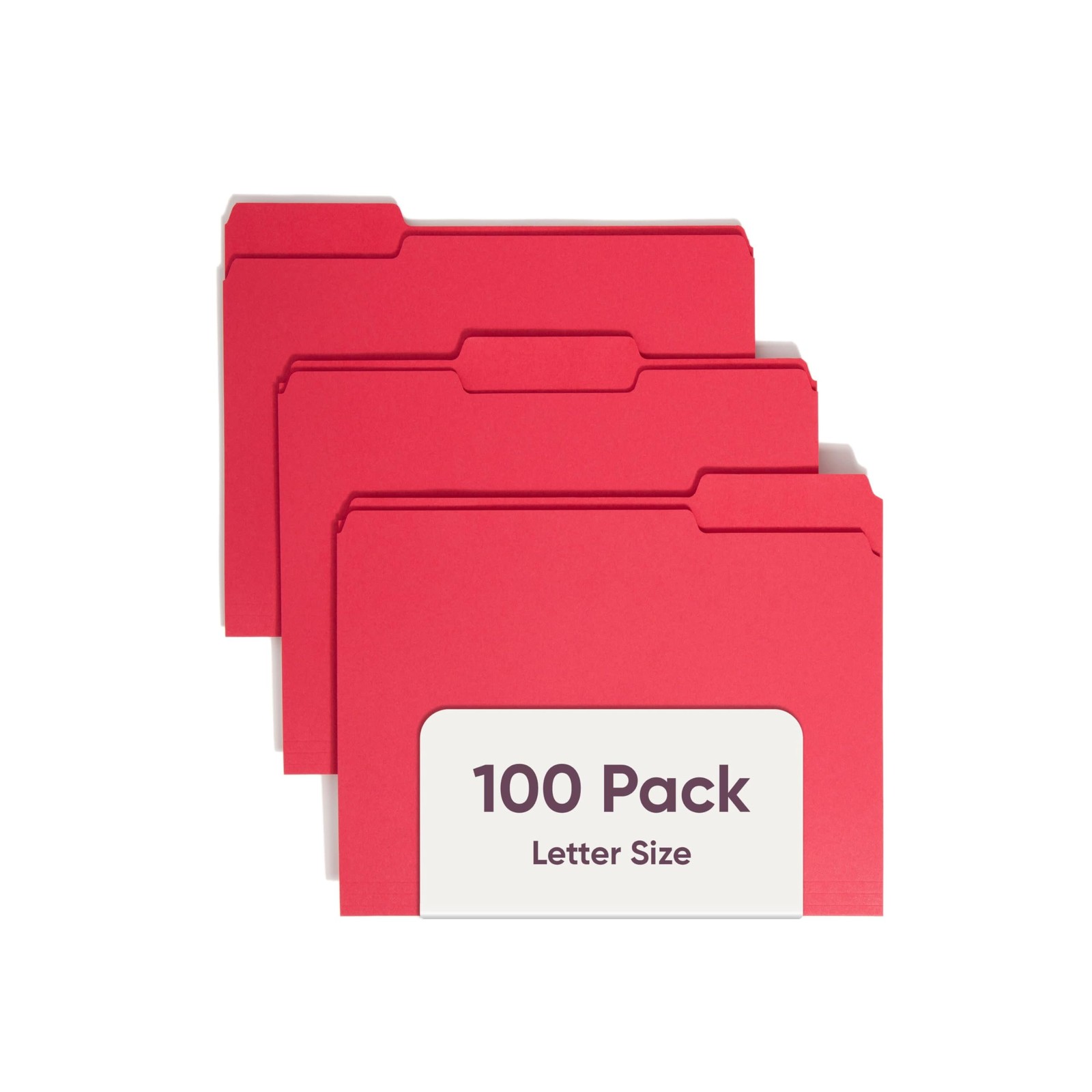 100 PCS Red Letter Size Standard File Folders 1/3Cut Tabs 12743 Organizer
