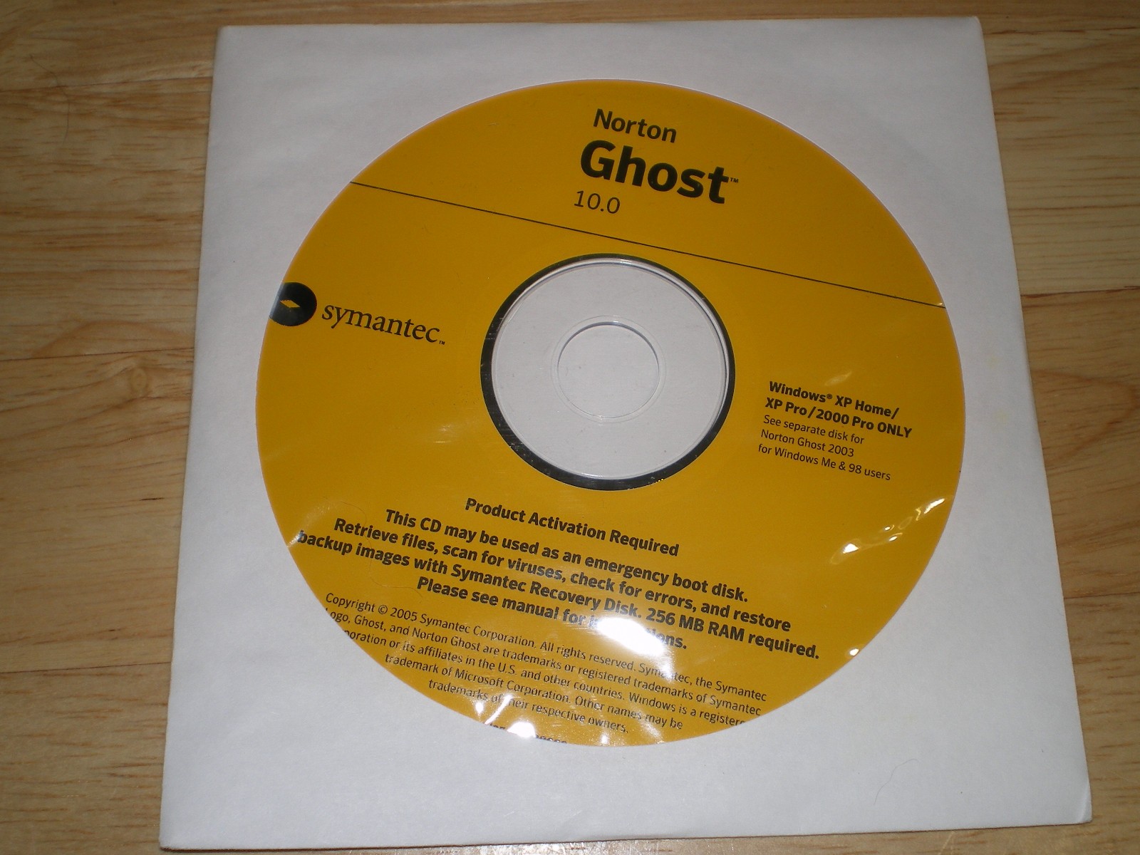 Norton Ghost 10 & 2003 on CDROM with Product Key and Installation Instructions