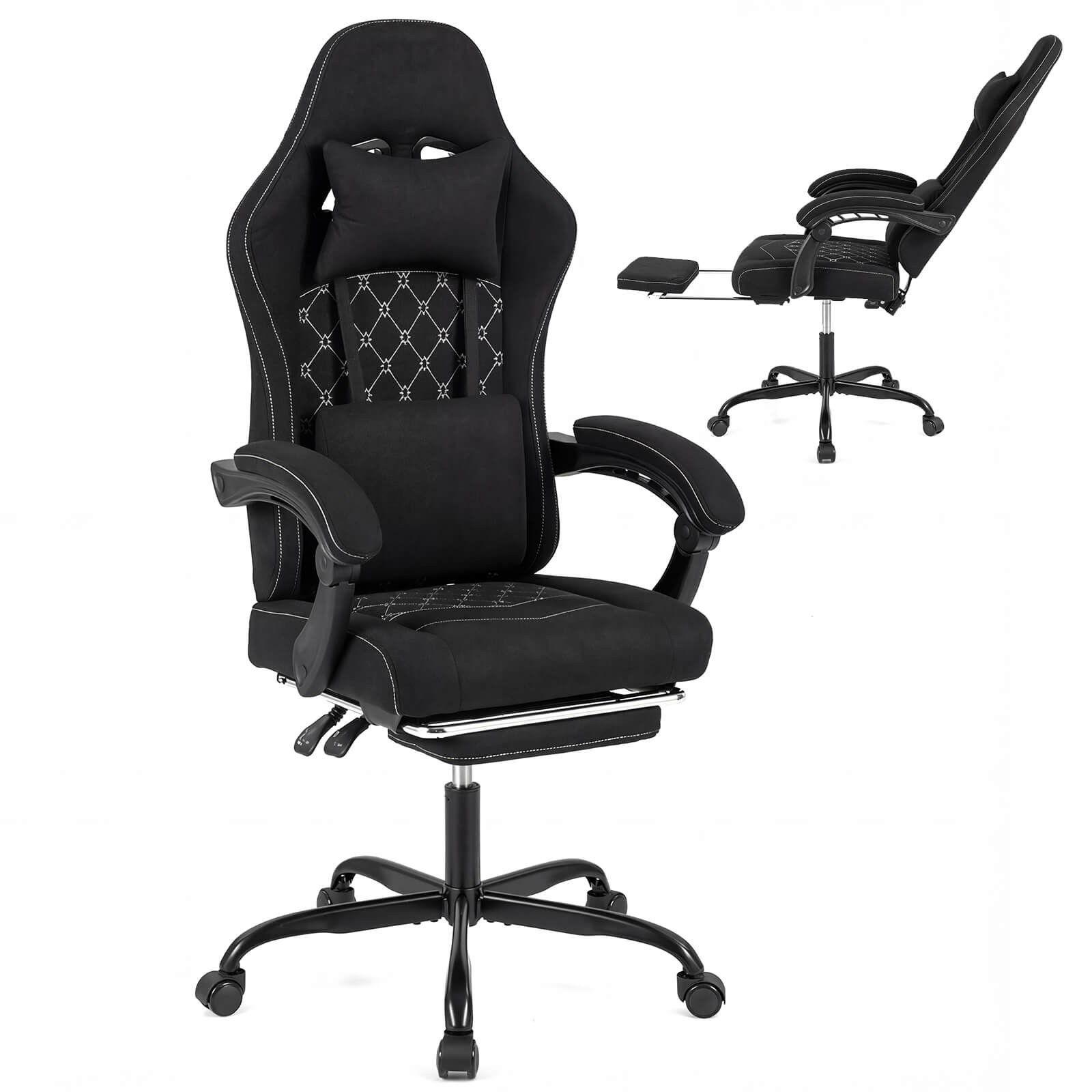 Height Adjustable Computer Chair w/Headrest, Lumbar Support, Linkage Armrests