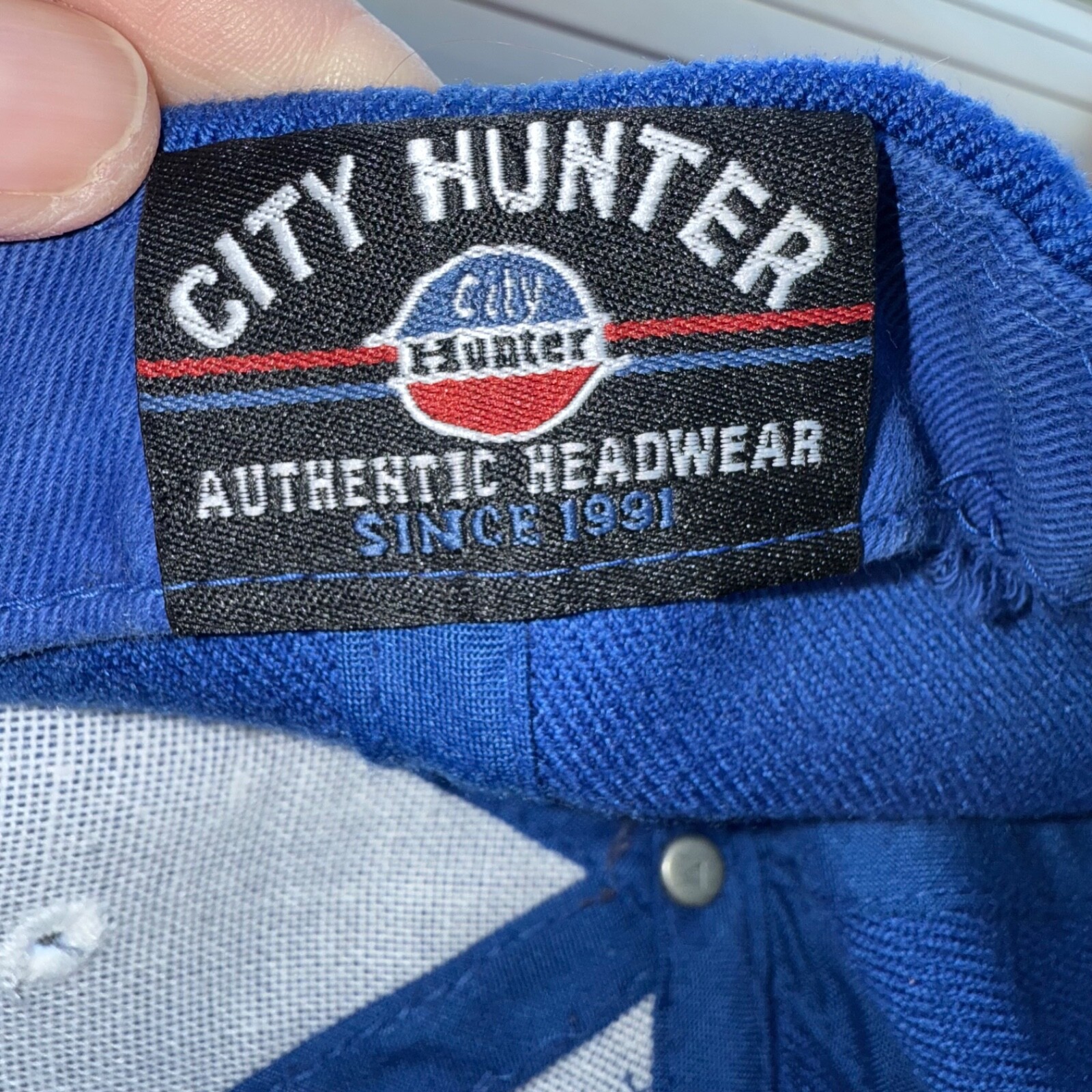 Chicago Hat Cap by City Hunter Royal Blue w White Embroidery Hook Loop EUC