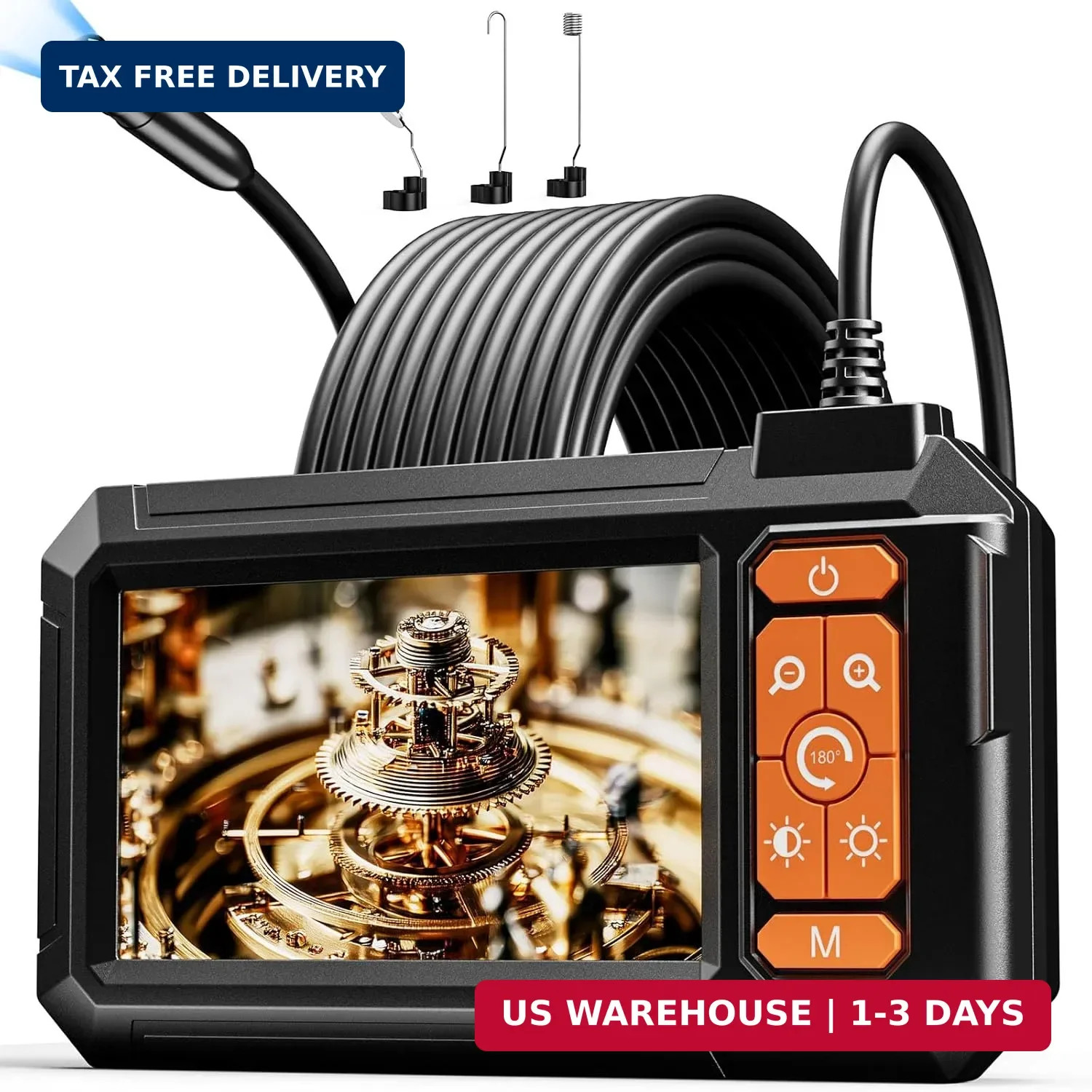 Endoscope Camera with Light,Borescope Cameras with 4.3" IPS 1920P HD Inspection